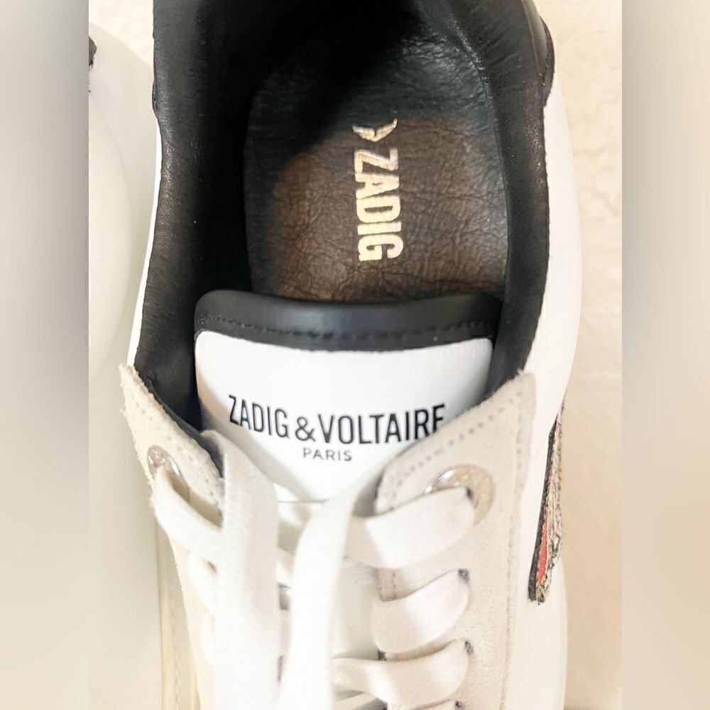 Zadig & Voltaire leather sneakers ZV1747 tattoo style heart patch French 41/US10 - Picture 13 of 15